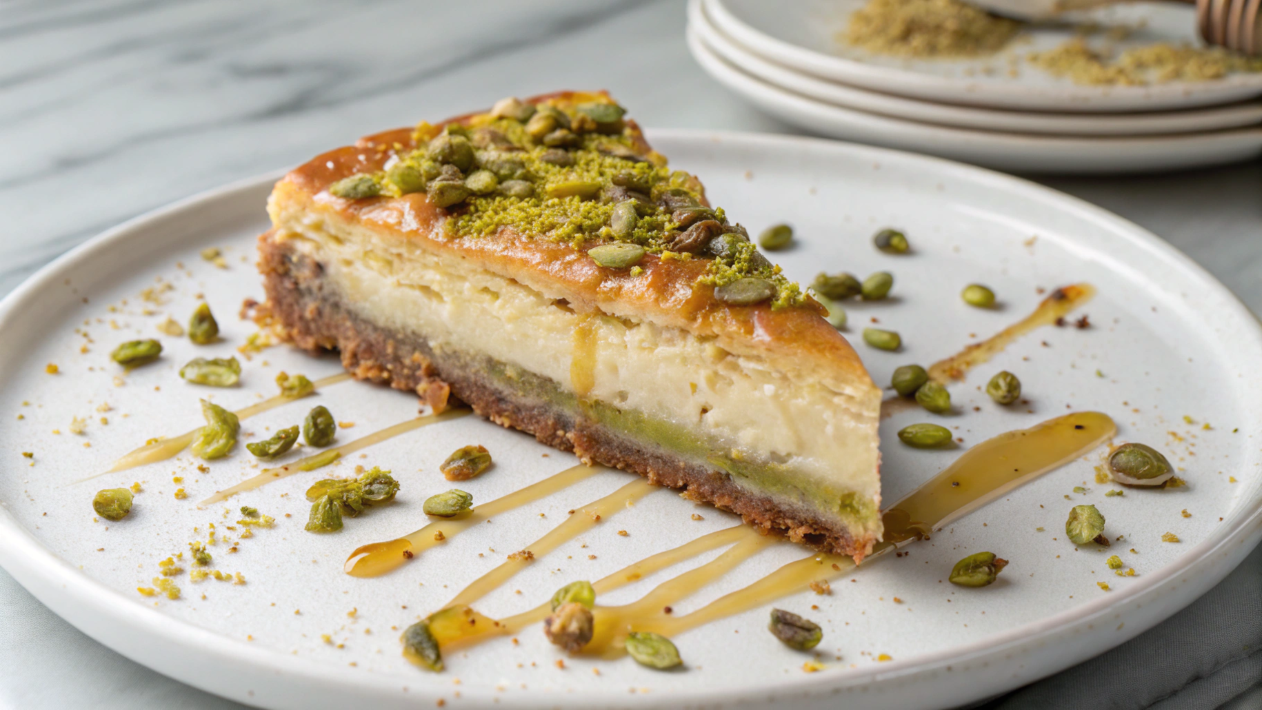 Honey Pistachio Baklava Cheesecake Recipe | Perfect Dessert