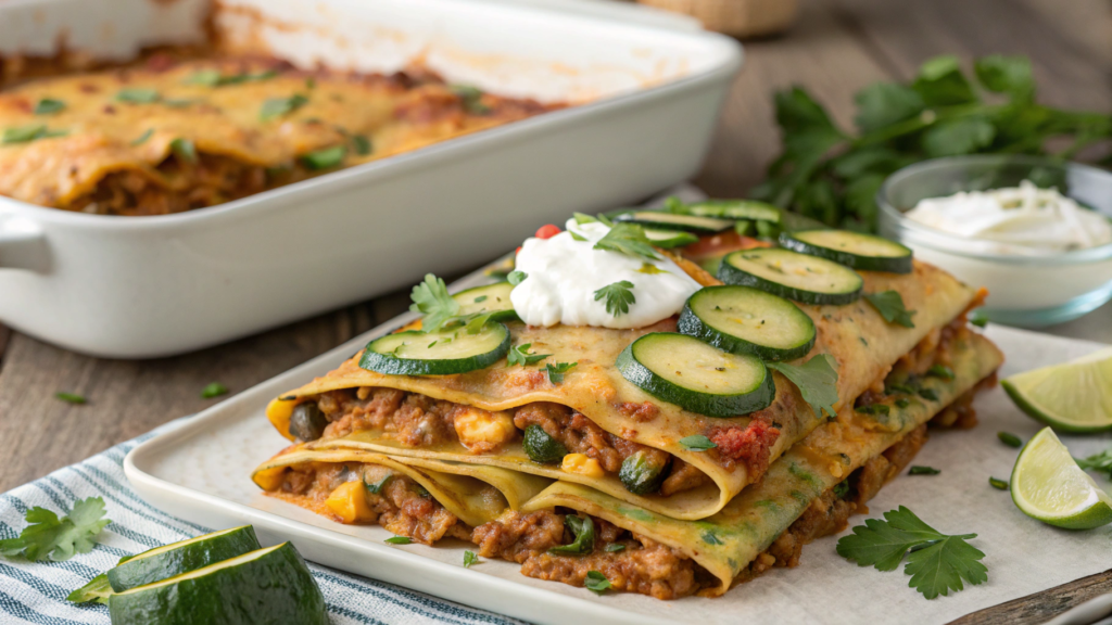 Turkey zucchini enchilada casserole